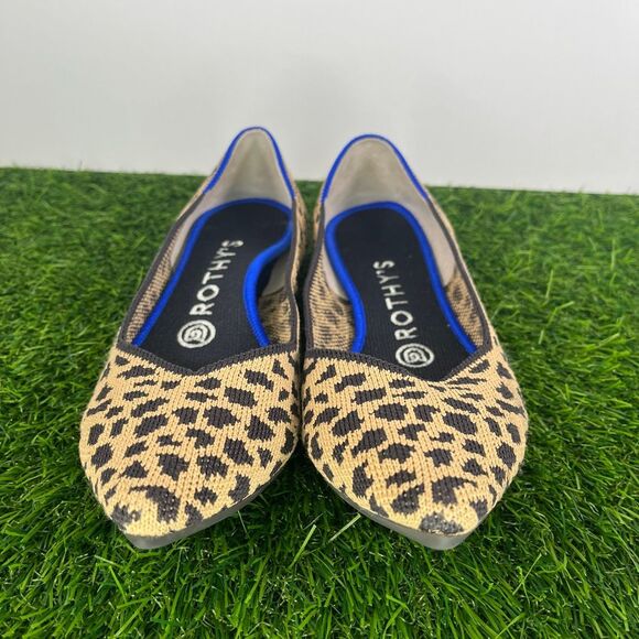 Rothy's The Point Leopard Cheetah Animal Print Ballet Flat Shoes Size 7 - Picture 4 of 8